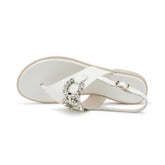 Frau 86M5 Sandalo Infradito con Accessorio Gioiello Off White